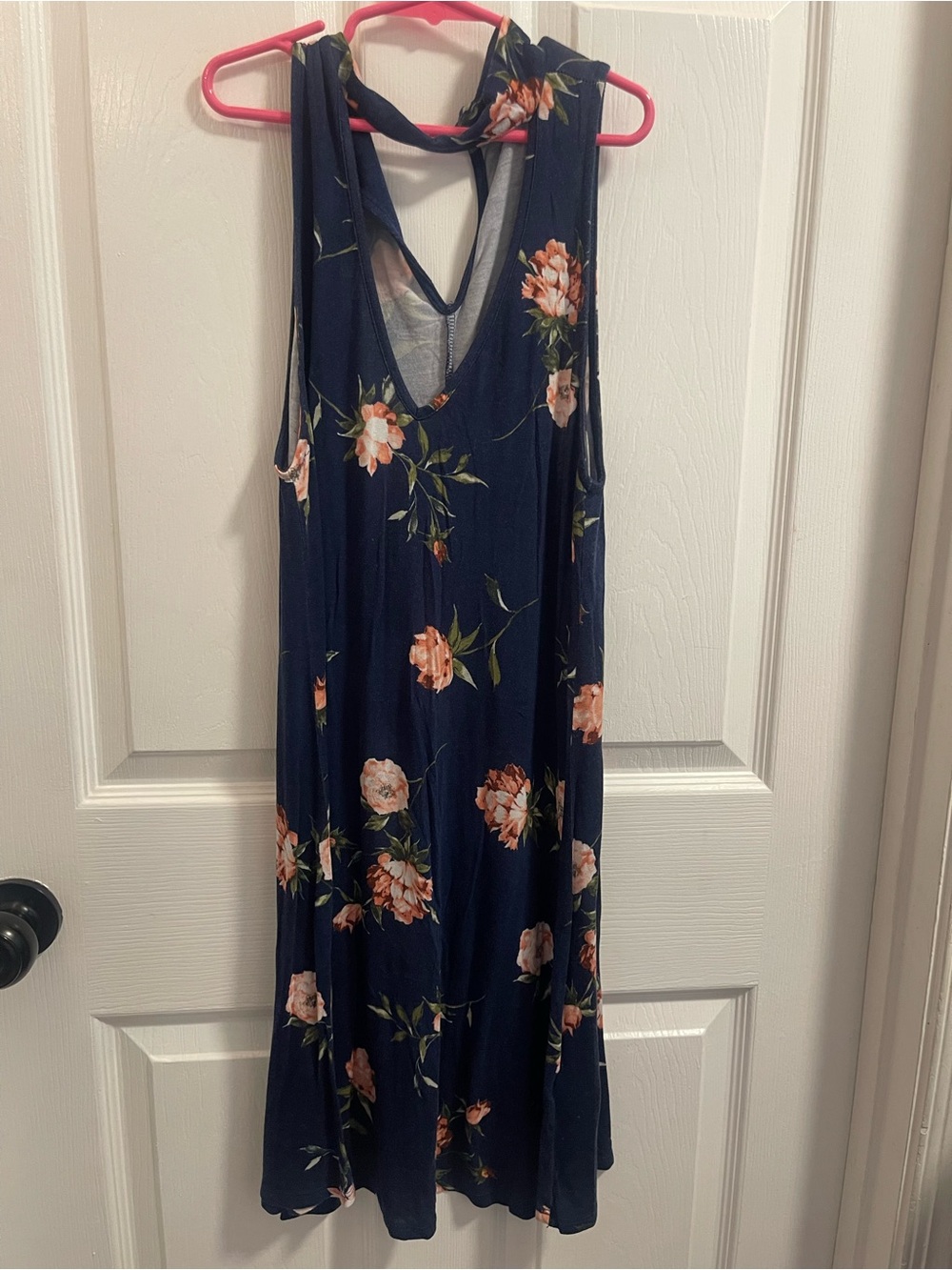 Alya Navy Maxi Dress with Peach Floral Print